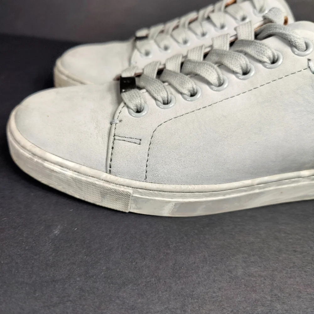 Frye Ivy Low Gray Leather Sneakers Casual Lace Up Camo Sole Women's Shoe Size 7M